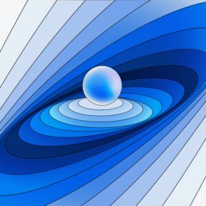 Blue line art with gradient on deepmind and AI
